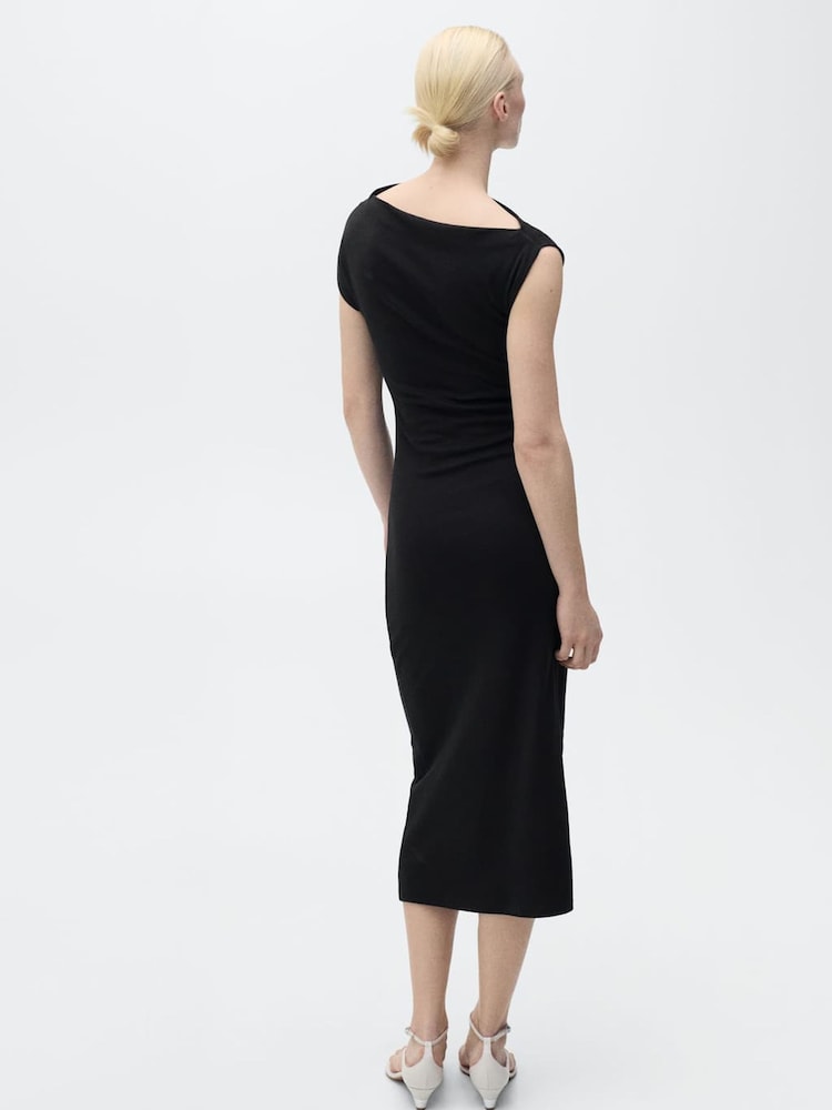 Mango Black Draped Maxi Dress - Image 2 of 6
