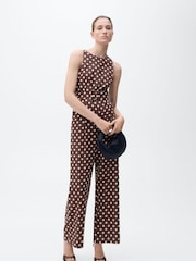 Mango Brown Polka Dot Jumpsuit - Image 1 of 7