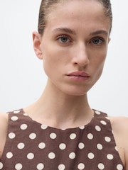 Mango Brown Polka Dot Jumpsuit - Image 5 of 7