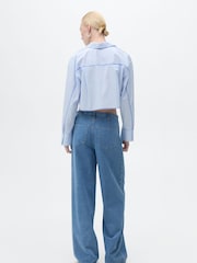 Mango Blue Belted Wide Leg Denim Trousers - Image 2 of 5
