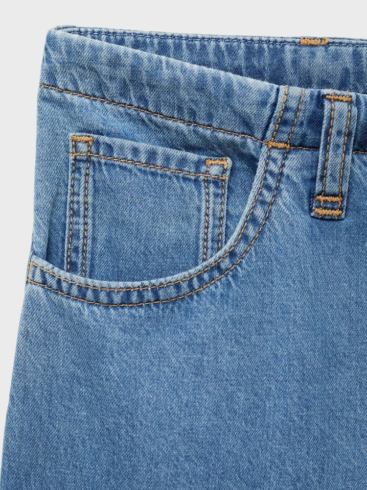 Mango Blue Belted Wide Leg Denim Trousers - Image 5 of 5
