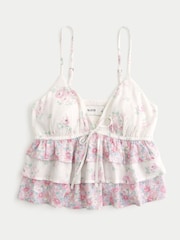 Hollister Pink V-Neck Tiered Babydoll Cami top - Image 1 of 1