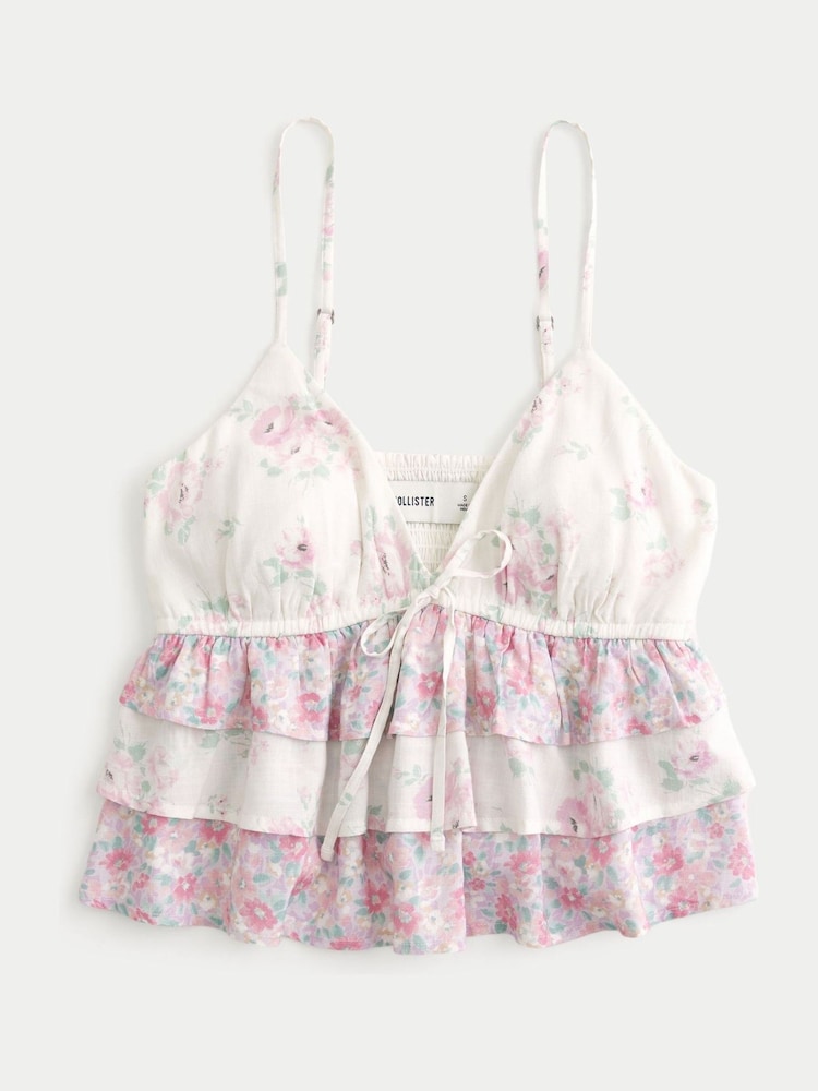 Hollister Pink V-Neck Tiered Babydoll Cami top - Image 1 of 1