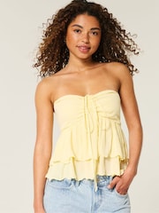 Hollister Yellow Strapless Top With Halter Neck Tie - Image 1 of 4