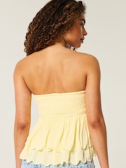 Hollister Yellow Strapless Top With Halter Neck Tie - Image 2 of 4