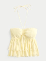 Hollister Yellow Strapless Top With Halter Neck Tie - Image 4 of 4