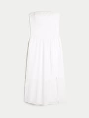 Hollister Strapless Drop Waist Textured Maxi White Dress - Image 4 of 5