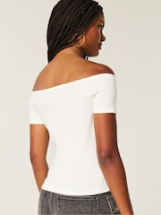 Hollister Off Shoulder Graphic Print White T-Shirt - Image 2 of 3