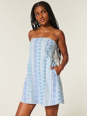 Hollister Blue Strapless Printed Mini Dress - Image 1 of 4