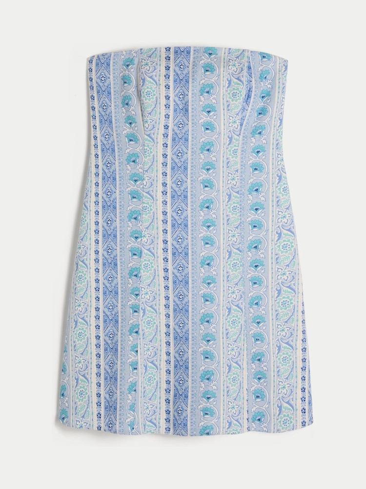 Hollister Blue Strapless Printed Mini Dress - Image 4 of 4