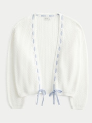 Hollister Textured Knitted Balloon Sleeve White Cardigan - Image 1 of 2