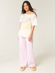 Hollister Off Shoulder Fruit Graphic Print 100% Cotton White T-Shirt - Image 3 of 4