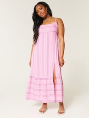 Hollister Pink Babydoll Maxi Dress with Front Slit - Image 1 of 3