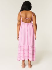 Hollister Pink Babydoll Maxi Dress with Front Slit - Image 2 of 3
