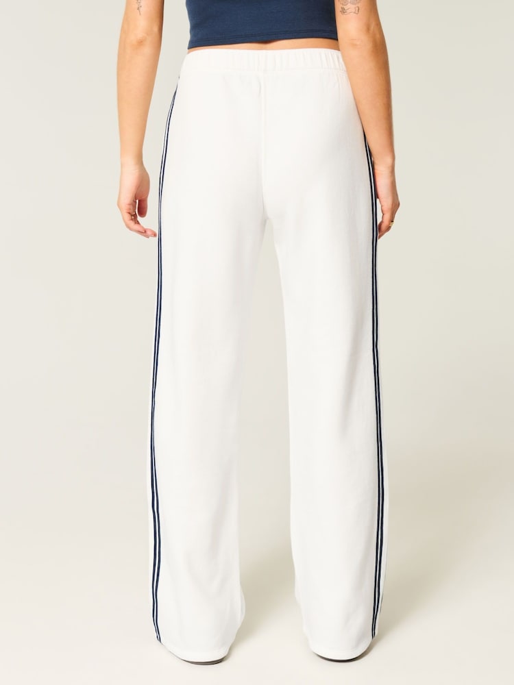 Hollister Low Rise Side Stripe Baggy White Joggers - Image 2 of 4