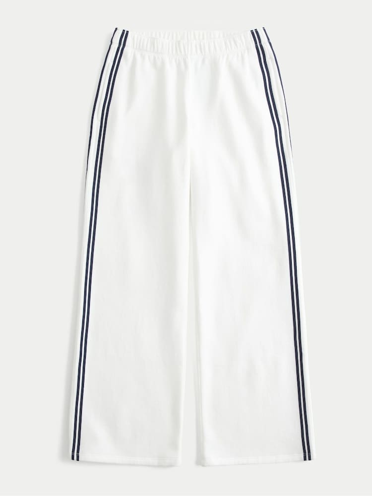 Hollister Low Rise Side Stripe Baggy White Joggers - Image 4 of 4