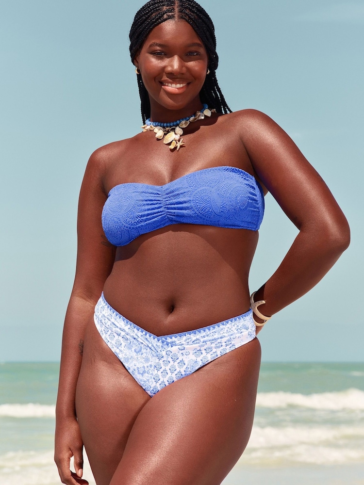 Hollister Blue Rib High Leg Bikini Bottoms - Image 1 of 4