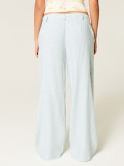 Hollister Blue Low Rise Linen Super Baggy Trousers - Image 2 of 4