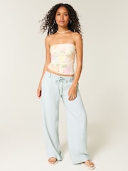 Hollister Blue Low Rise Linen Super Baggy Trousers - Image 3 of 4