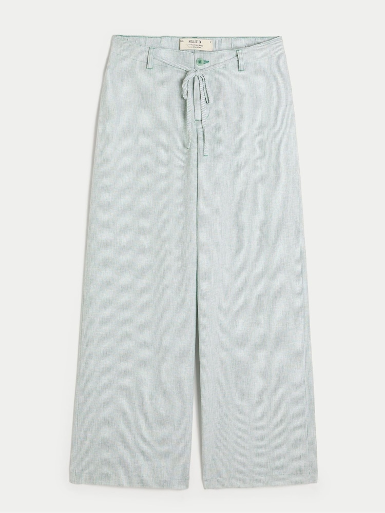 Hollister Blue Low Rise Linen Super Baggy Trousers - Image 4 of 4