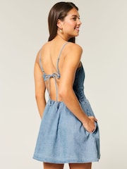 Hollister Blue Strappy Open Back Mini Dress - Image 2 of 3