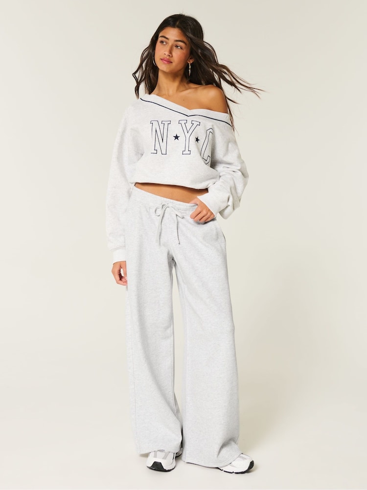 Hollister Bajo Rise Baggy White Joggers - Imagen 1 de 4