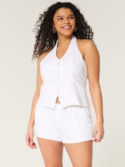 Hollister White Low Rise Linen Blend Shorts - Image 1 of 3