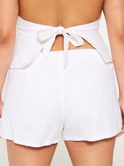 Hollister White Low Rise Linen Blend Shorts - Image 2 of 3