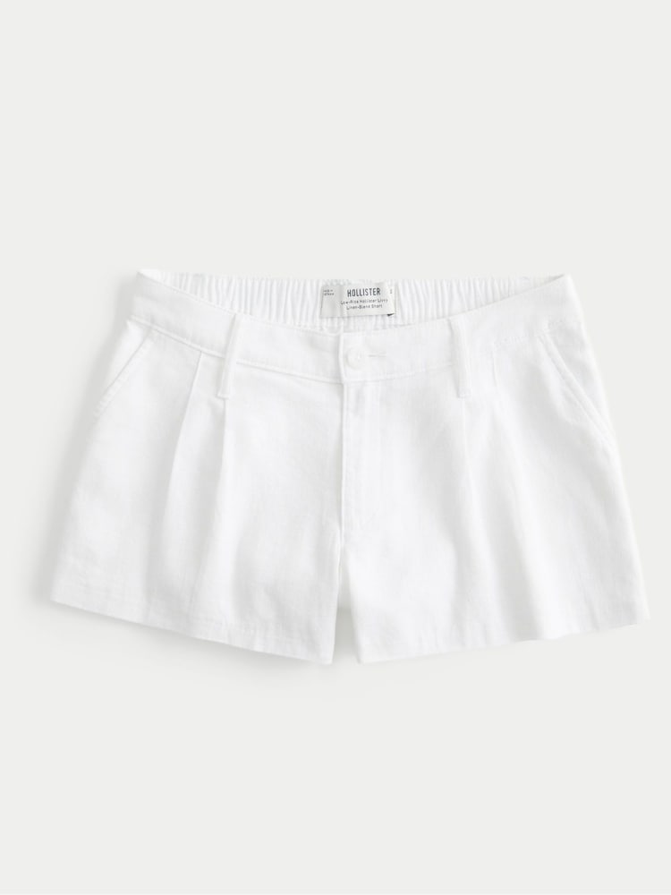 Hollister White Low Rise Linen Blend Shorts - Image 3 of 3