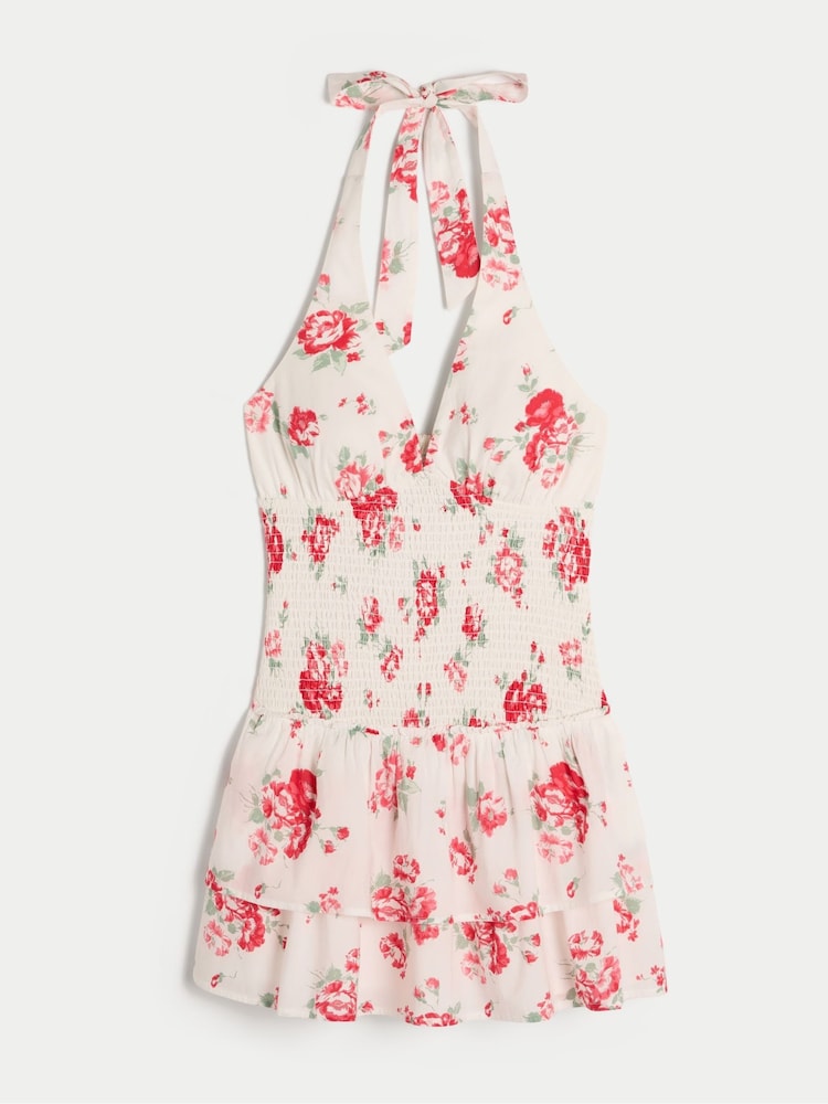 Hollister Double Tier Smocked Halter White Skort Dress - Image 3 of 3