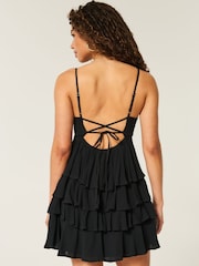 Hollister Ruffle Babydoll Black Mini Dress - Image 2 of 4