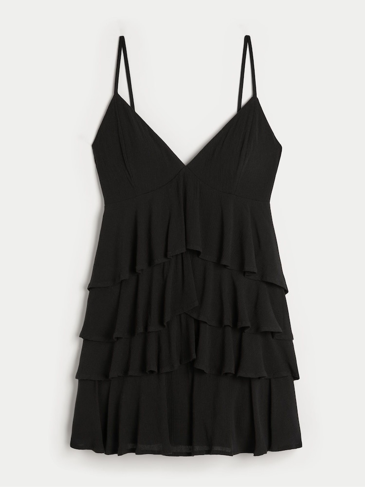 Hollister Ruffle Babydoll Black Mini Dress - Image 4 of 4