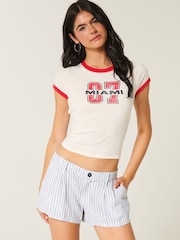 Hollister Blue Linen Striped Shorts - Image 1 of 4