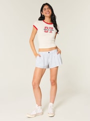 Hollister Blue Linen Striped Shorts - Image 2 of 4