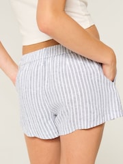 Hollister Blue Linen Striped Shorts - Image 3 of 4