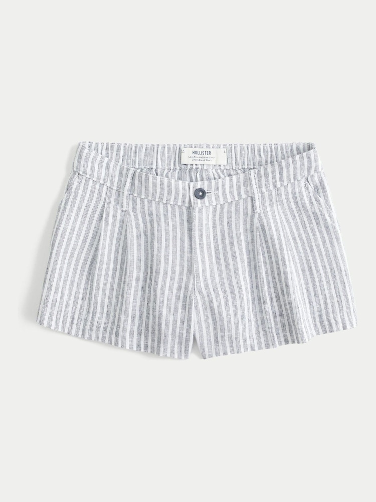 Hollister Blue Linen Striped Shorts - Image 4 of 4