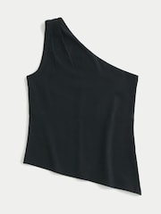 Hollister One Shoulder Asymetric Drop Hem Black Top - Image 3 of 3