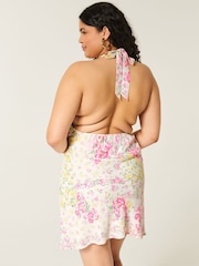 Hollister Textured Floral Halter Neck White Top - Image 2 of 4