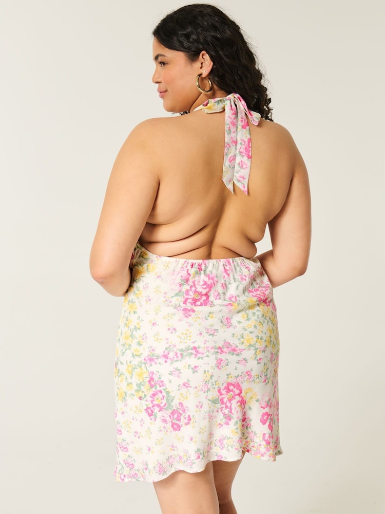 Hollister Textured Floral Halter Neck White Top - Image 2 of 4