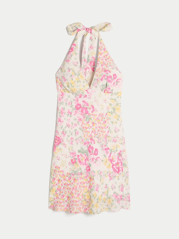 Hollister Textured Floral Halter Neck White Top - Image 4 of 4