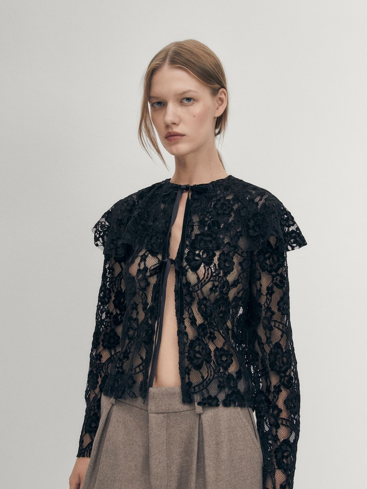 Alohas Black Tolpa Lace Black Blouse - Image 1 of 6 Alohas Black Tolpa Lace Black Blouse - Image 1 of 6