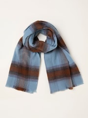 FatFace Zoe Blue Check Scarf - Image 1 of 2
