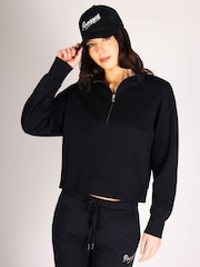 Pineapple Black Funnel Neck Half Zip Sweatshirt - Image 1 of 6