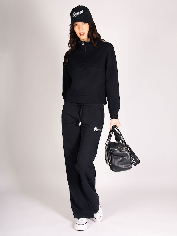 Pineapple Black Funnel Neck Half Zip Sweatshirt - Image 3 of 6