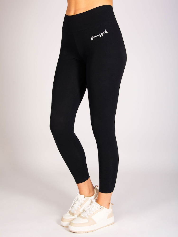 Pineapple Black Wide Band 7/8 Leggings - Image 1 of 6