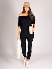 Pineapple Black Wide Band 7/8 Leggings - Image 2 of 6