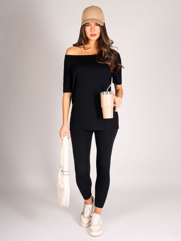 Pineapple Black Wide Band 7/8 Leggings - Image 2 of 6