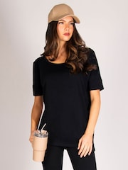 Pineapple Black Viscose Short Sleeve Top - Image 1 of 5