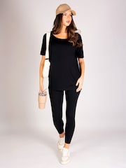 Pineapple Black Viscose Short Sleeve Top - Image 3 of 5