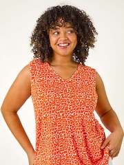 Roman Orange Curve V-Neck Swing Vest Top - Image 1 of 5